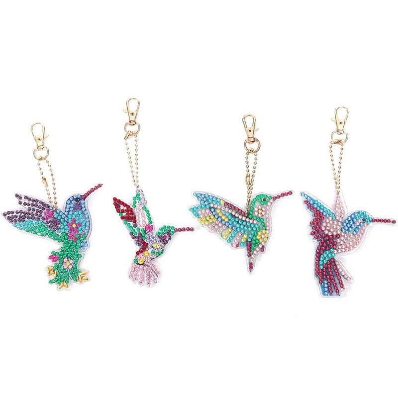 Porte-Clés Diamond Painting 5D Colibris 4 Pièces