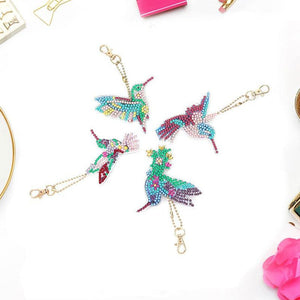 Porte-Clés Diamond Painting 5D Colibris 4 Pièces
