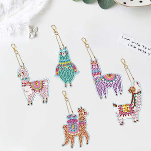 Porte-Clés Diamond Painting 5D Llamas 5 Pièces