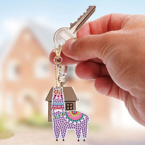 Porte-Clés Diamond Painting 5D Llamas 5 Pièces