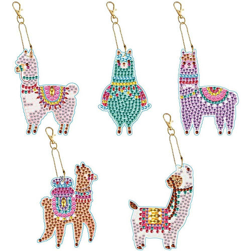 Porte-Clés Diamond Painting 5D Llamas 5 Pièces