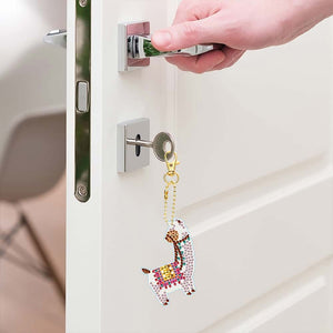 Porte-Clés Diamond Painting 5D Llamas 5 Pièces