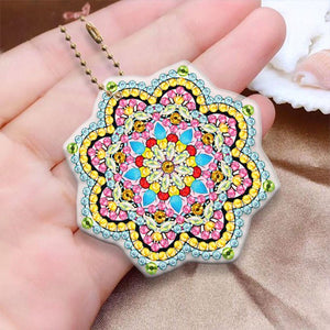 Porte-Clés Diamond Painting 5D Fleurs Mandala 5 Pièces