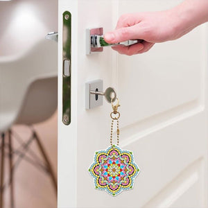 Porte-Clés Diamond Painting 5D Fleurs Mandala 5 Pièces