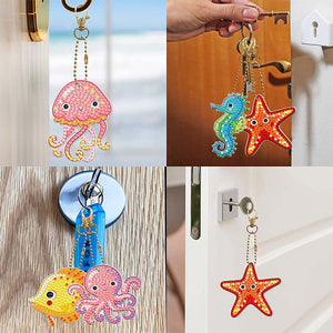 Porte-Clés Diamond Painting 5D Animaux Oceaniques 5 Pièces