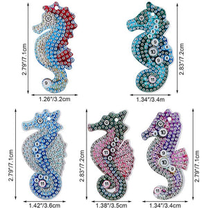 Porte-Clés Diamond Painting 5D Hippocampes 5 Pièces