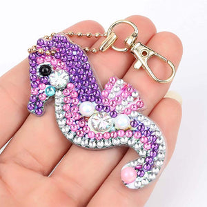 Porte-Clés Diamond Painting 5D Hippocampes 5 Pièces