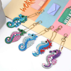 Porte-Clés Diamond Painting 5D Hippocampes 5 Pièces