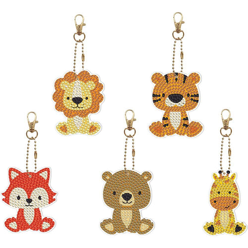 Porte-Clés Diamond Painting 5D avec Animaux 5 Pièces