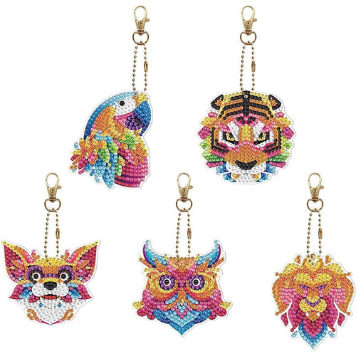 Porte-Clés Diamond Painting 5D Animaux 5 Pièces