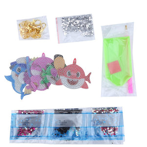 Porte-Clés Diamond Painting 5D avec Animaux Sous-marins 5 Pièces