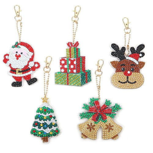 Porte-Clés Diamond Painting 5D Noël 5 Pièces
