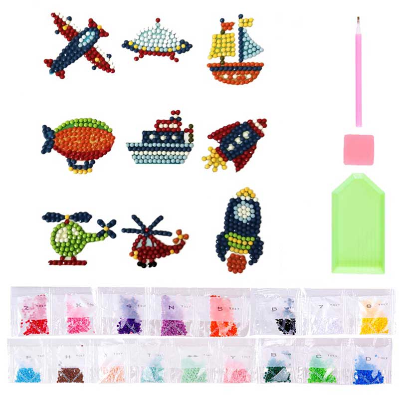 Ensemble d'Autocollants Diamond Painting Avions pour Enfants