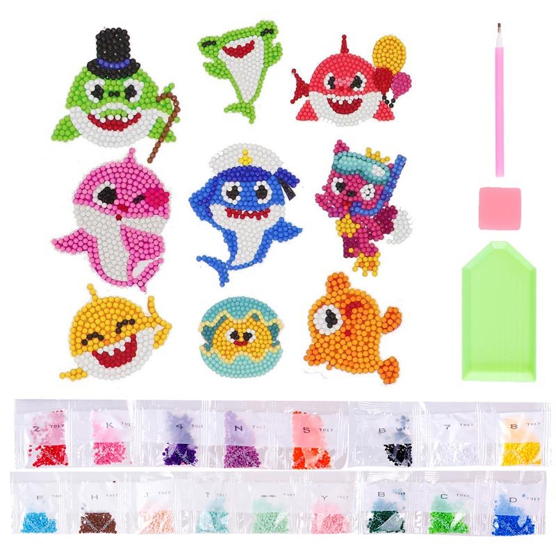 Ensemble d'Autocollants Diamond Painting avec Animaux Aquatiques pour Enfants