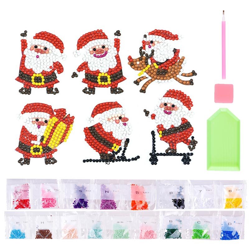 Ensemble d'Autocollants Diamond Painting avec Pères Noël pour Enfants