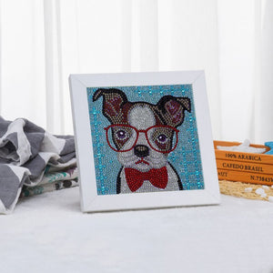 Kit Diamond Painting 5D pour Enfants - Chien avec Cadre Photo