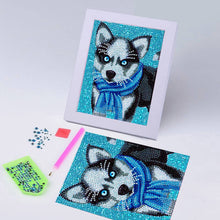 Charger l'image dans la galerie, Kit Diamond Painting 5D avec Design de Husky et Cadre Photo