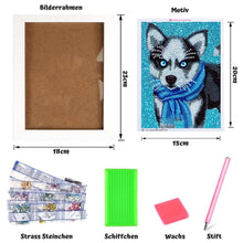 Charger l'image dans la galerie, Kit Diamond Painting 5D avec Design de Husky et Cadre Photo
