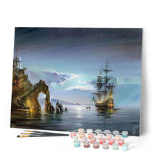 Charger l'image dans la galerie, peinture par numéros | Voilier au Clair de Lune | bateaux, complexe | FiguredArt
