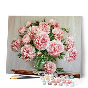 LIUWW Décor à la Maison-Fleur Rose Rose-Peinture numérique Adulte débutant Bricolage Peinture à l'huile numérique y Compris Toile au Pinceau et Peinture Acrylique