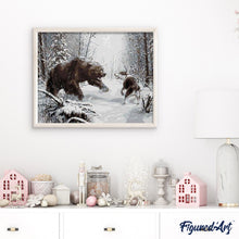 Charger l'image dans la galerie, peinture par numéros | Ours et chien dans la Neige | animaux, intermédiaire, loups, ours | FiguredArt