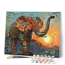Charger l'image dans la galerie, peinture par numéros | Eléphant au Lever du Soleil | animaux, facile, éléphants | FiguredArt