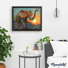 Charger l'image dans la galerie, peinture par numéros | Eléphant au Lever du Soleil | animaux, facile, éléphants | FiguredArt