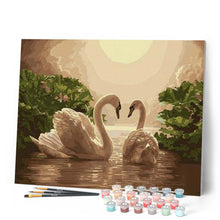 Charger l'image dans la galerie, peinture par numéros | Cygnes au coucher du Soleil | animaux, cignes, facile, oiseaux | FiguredArt