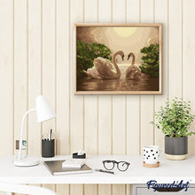 Charger l'image dans la galerie, peinture par numéros | Cygnes au coucher du Soleil | animaux, cignes, facile, oiseaux | FiguredArt