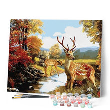 Charger l'image dans la galerie, peinture par numéros | Daims près de la Rivière | animaux, intermédiaire, rennes et biches | FiguredArt