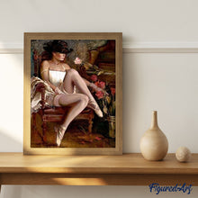Charger l'image dans la galerie, peinture par numéros | Femme sexy aux Pointes et Chapeau | complexe, romantique | FiguredArt