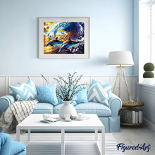 Charger l'image dans la galerie, peinture par numéros | Dauphins dans les Vagues | animaux, complexe, dauphins | FiguredArt