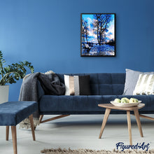 Charger l'image dans la galerie, peinture par numéros | Reflets bleus dans les Arbres | arbres, facile, paysages | FiguredArt