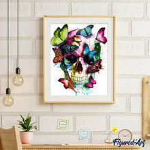 Charger l'image dans la galerie, peinture par numéros | Papillons Colorés et Crâne | animaux, facile, papillons | FiguredArt