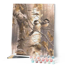 Charger l'image dans la galerie, peinture par numéros | Petits Oiseaux sur une Branche | animaux, intermédiaire, oiseaux | FiguredArt