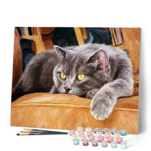 Charger l'image dans la galerie, peinture par numéros | Chat sur canapé | animaux, chats, intermédiaire | FiguredArt