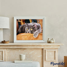 Charger l'image dans la galerie, peinture par numéros | Chat sur canapé | animaux, chats, intermédiaire | FiguredArt