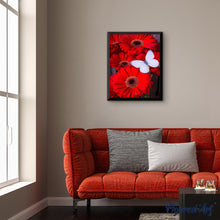 Charger l'image dans la galerie, peinture par numéros | Papillons blanc et Marguerites rouges | facile, fleurs | FiguredArt