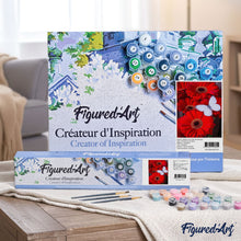 Charger l'image dans la galerie, peinture par numéros | Papillons blanc et Marguerites rouges | facile, fleurs | FiguredArt