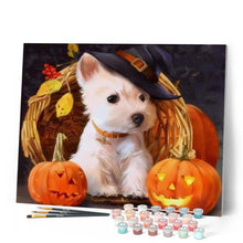 Charger l'image dans la galerie, peinture par numéros | Chien Westie Halloween | animaux, chiens, intermédiaire | FiguredArt