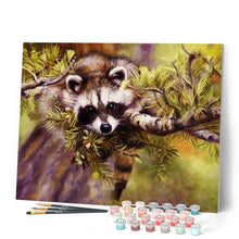 Charger l'image dans la galerie, peinture par numéros | Raton laveur sur un Arbre | animaux, arbres, complexe, ratons laveurs | FiguredArt