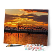 Charger l'image dans la galerie, peinture par numéros | Pont au Coucher du Soleil | complexe, ville | FiguredArt