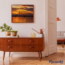 Charger l'image dans la galerie, peinture par numéros | Pont au Coucher du Soleil | complexe, ville | FiguredArt