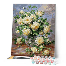 Charger l'image dans la galerie, peinture par numéros | Roses blanches | complexe, fleurs | FiguredArt