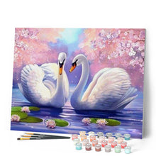 Charger l'image dans la galerie, peinture par numéros | Cygnes sur l’Eau | animaux, cignes, complexe, oiseaux | FiguredArt