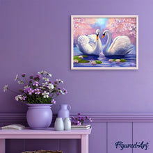 Charger l'image dans la galerie, peinture par numéros | Cygnes sur l’Eau | animaux, cignes, complexe, oiseaux | FiguredArt