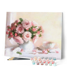 Charger l'image dans la galerie, peinture par numéros | Coupe blanche et Roses | complexe, fleurs | FiguredArt