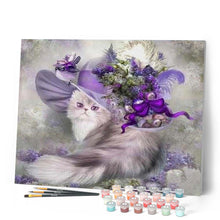 Charger l'image dans la galerie, peinture par numéros | Chat au Chapeau pourpre | animaux, chats, complexe | FiguredArt
