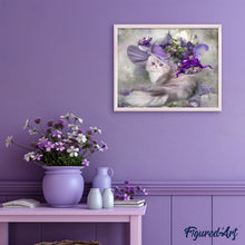 Charger l'image dans la galerie, peinture par numéros | Chat au Chapeau pourpre | animaux, chats, complexe | FiguredArt