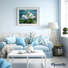 Charger l'image dans la galerie, peinture par numéros | Couple de Cygnes sur le Lac | animaux, cignes, intermédiaire, oiseaux | FiguredArt